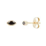 Black Marquise Diamond & Yellow Gold Studs - "Black Ice"