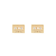 Diamond & Yellow Gold Mini Cassette Tape Studs