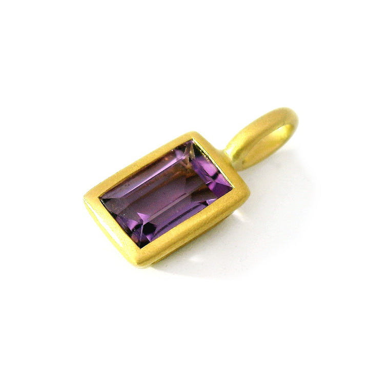 Rectangular Amethyst & Yellow Gold Pendant - "Reminisce in Violet"