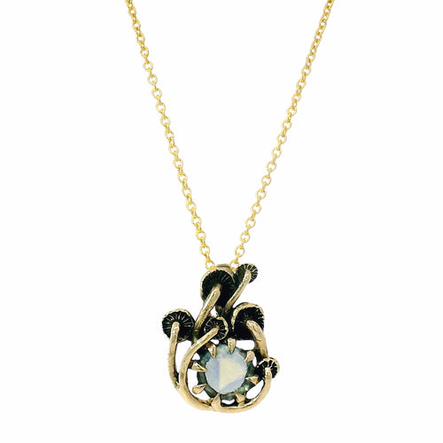 Green-Blue Geocut Montana Sapphire Pendant - "Mushroom"