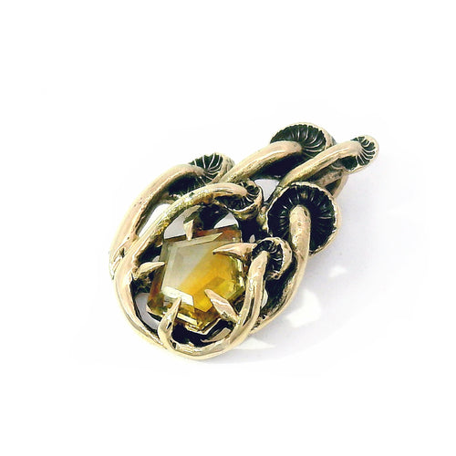 Yellow-Orange Geocut Montana Sapphire Pendant - "Mushroom"
