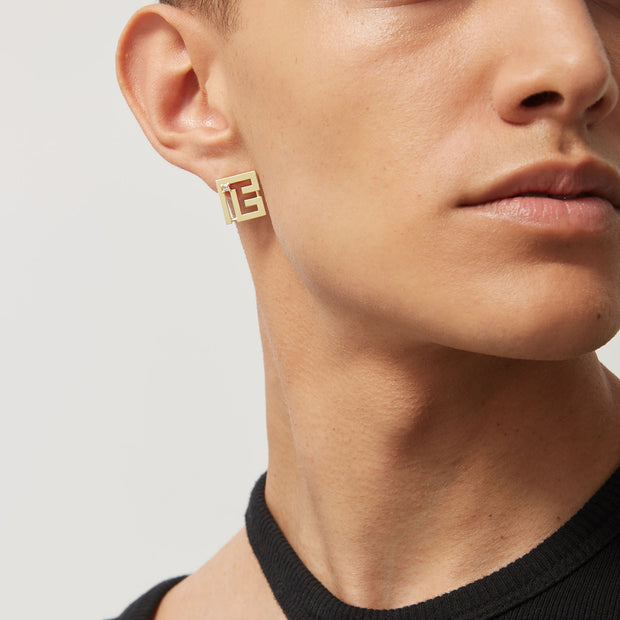 Balmain 18K Yellow Gold Labyrinth Frieze Single Stud Earring