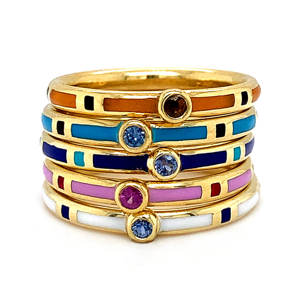 Yogo Sapphire & Yellow Gold Band with Enamel - "Rock Candy Blue"