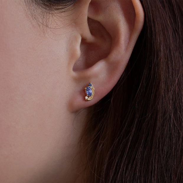 Tanzanite, Sapphire & Diamond Earrings - "Periwinkle"