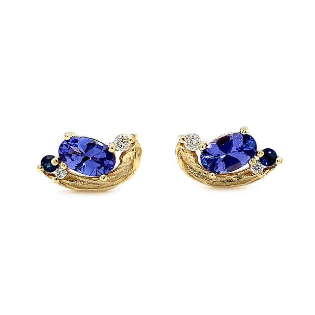 Tanzanite, Sapphire & Diamond Earrings - "Periwinkle"