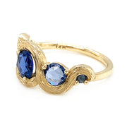 Blue Rose Cut Sapphire & Gold Ring - "Phthalo Blue"