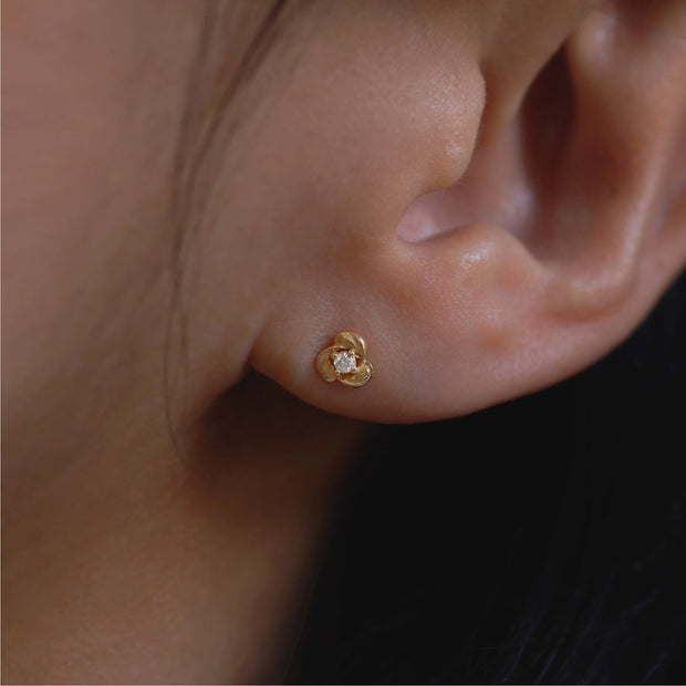 Gold & Diamond Stud Earrings - "Monet's Garden"