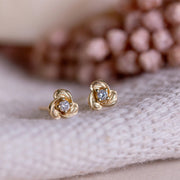 Gold & Diamond Stud Earrings - "Monet's Garden"