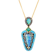 One-Of-A-Kind Opal, Emerald, Diamond & Enamel Necklace - "Tropical Waters"