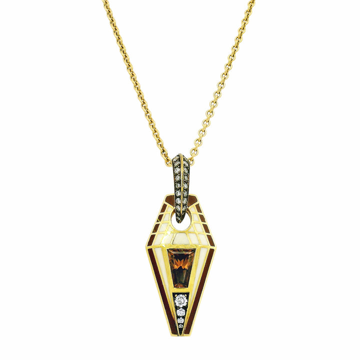 One-of-a-Kind Cognac Zircon & Enamel Pendant - "Pharoah"