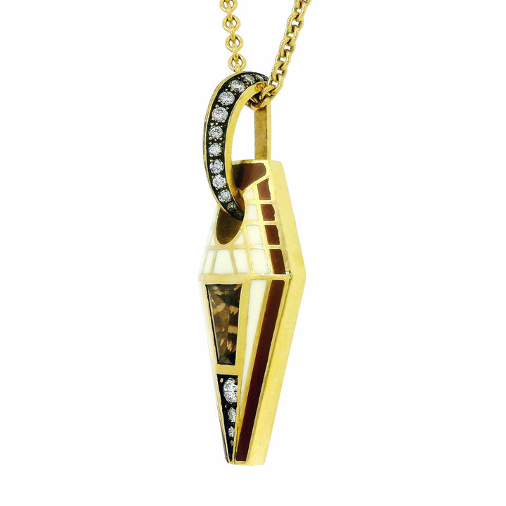One-of-a-Kind Cognac Zircon & Enamel Pendant - "Pharoah"