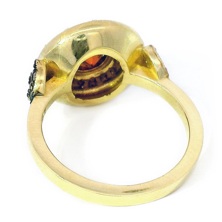 Orange-Brown Montana Sapphire & Enamel Ring - "Rock Candy Caramel Glow"