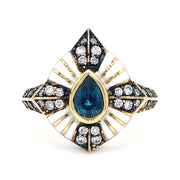 Blue Sapphire, Diamond, & Enamel Ring - "Masquerade"