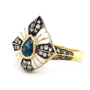 Blue Sapphire, Diamond, & Enamel Ring - "Masquerade"