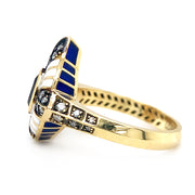 Blue Sapphire, Diamond, & Enamel Ring - "Masquerade"