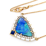 One-of-a-Kind Opal, Sapphire, & Diamond Necklace - "Caribbean Blue"