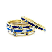 Yogo Sapphire and Enamel Band - "Rock Candy White & Blue"