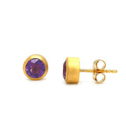 Gold Vermeil Bezel-Set Amethyst Stud Earrings