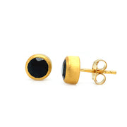 Gold Vermeil Bezel-Set Black Spinel Stud Earrings