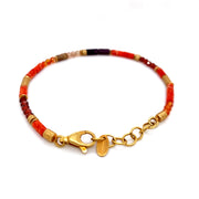 24K Gold Vermeil, Carnelian, Garnet, Ruby, Jasper, Zircon, & Coral Beaded Bracelet