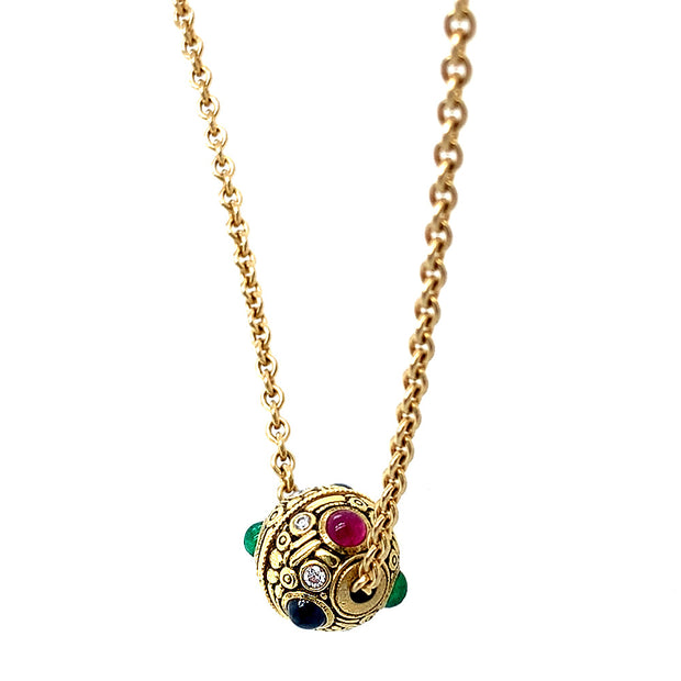 Ruby, Sapphire, Emerald & Diamond Necklace - "Sepkus Ball"