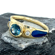 Montana Sapphire & Diamond Three Stone Ring - "Rock Candy Oasis"