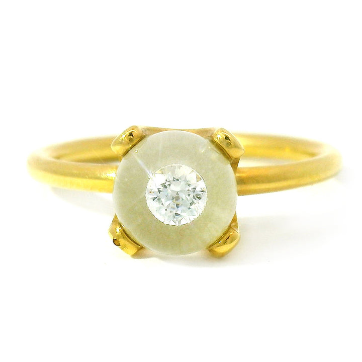 Diamond and Yellow Gold Ring - "Diamond in Glass"
