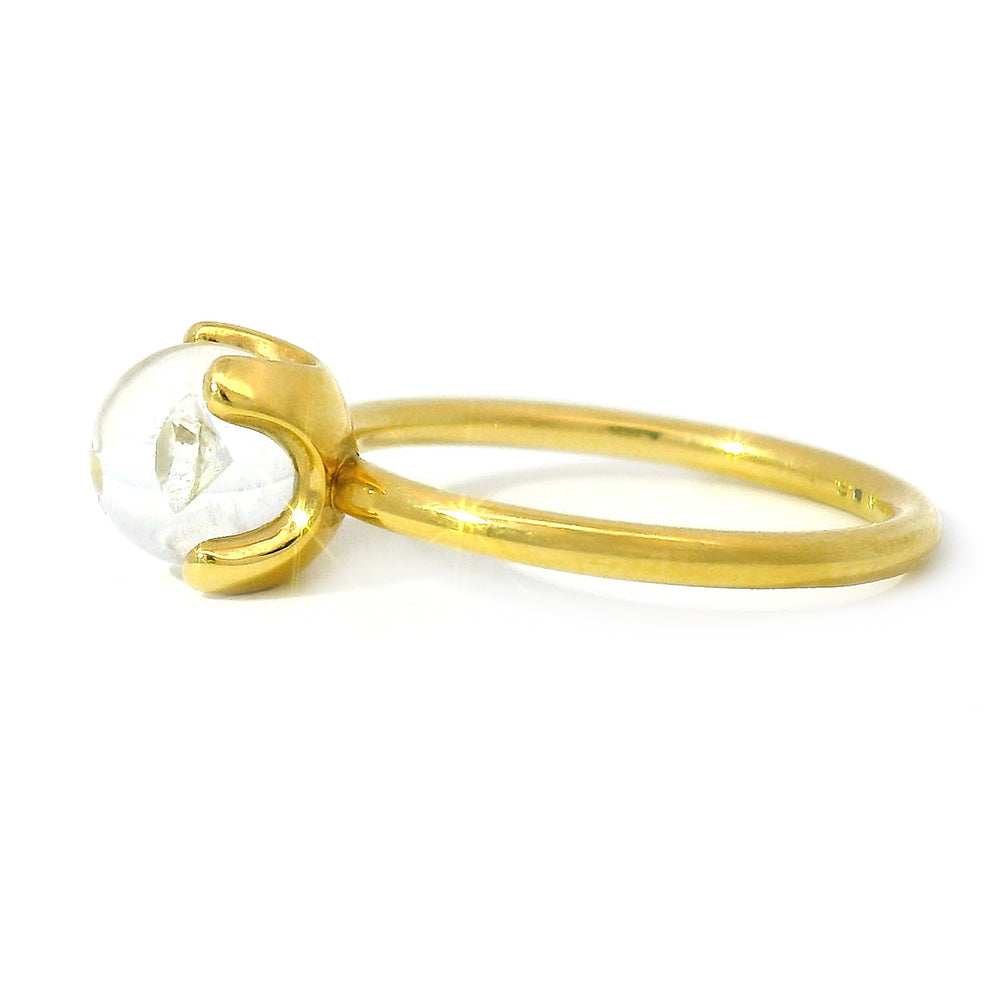 Diamond and Yellow Gold Ring - "Diamond in Glass"