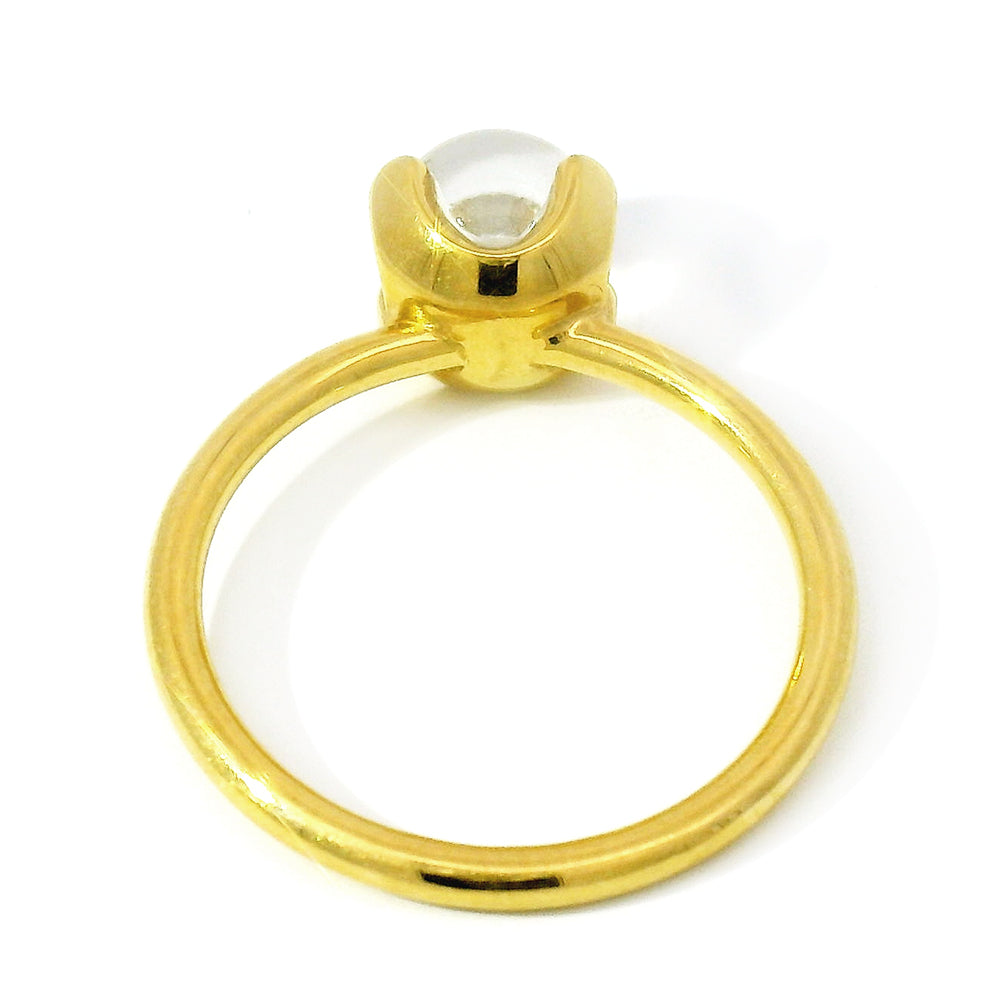 Diamond and Yellow Gold Ring - "Diamond in Glass"