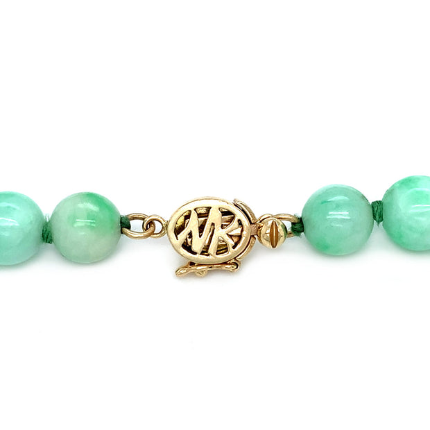 Jadeite & Yellow Gold Beaded Necklace - "Amity"