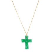 Jadeite & Yellow Gold Necklace - "Cross"