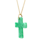 Jadeite & Yellow Gold Necklace - "Cross"