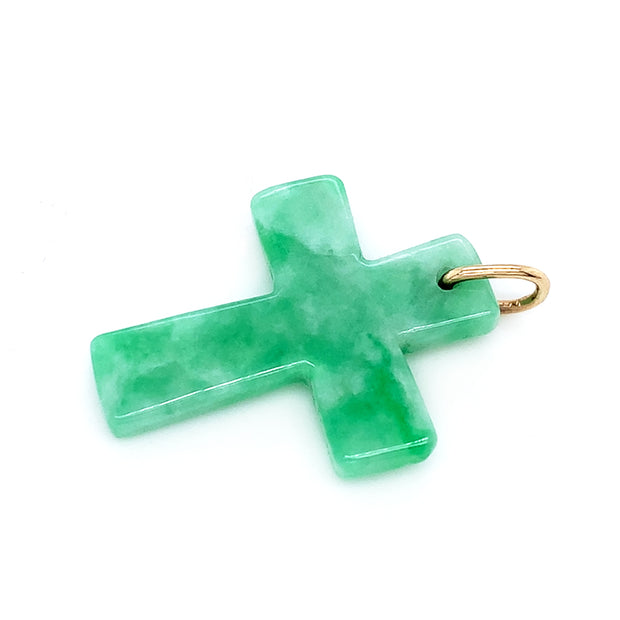 Jadeite & Yellow Gold Necklace - "Cross"