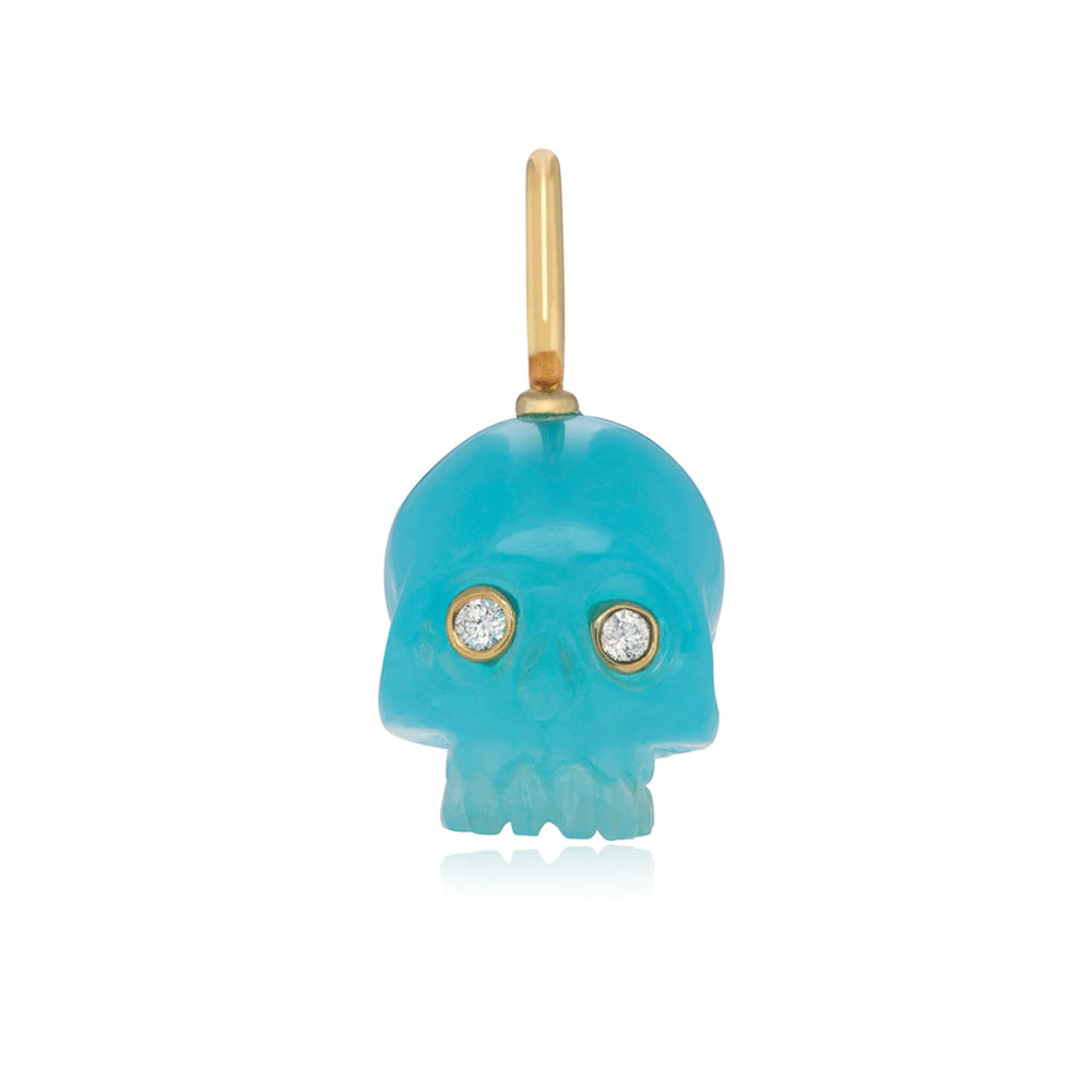 Pacific Blue Chalcedony Skull Pendant