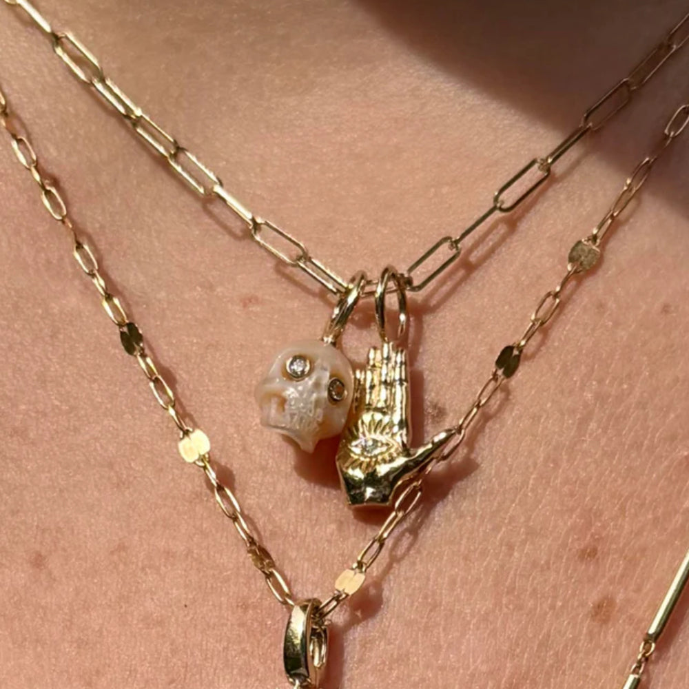 Hand-Carved Freshwater Pearl Pendant "Skull"