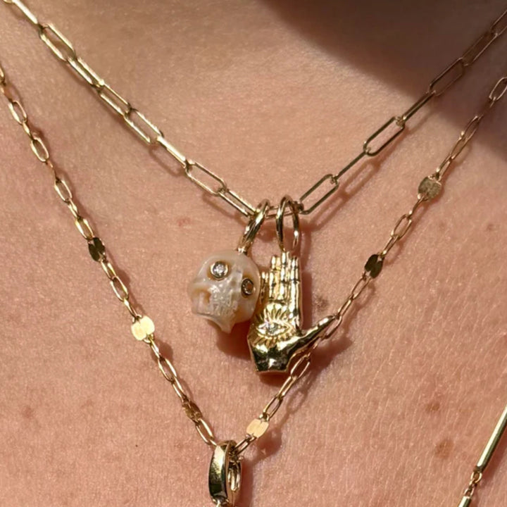Hand-Carved Freshwater Pearl Pendant "Skull"
