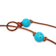 Turquoise Bead & Leather Necklace - "Lasso"