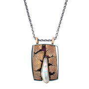 Freeform Opal & Mixed Metal Neo Bronze Necklace - "Fissure"