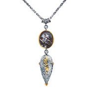 Sterling Silver, Yellow Gold, and Opal Necklace - "Dragons Egg"