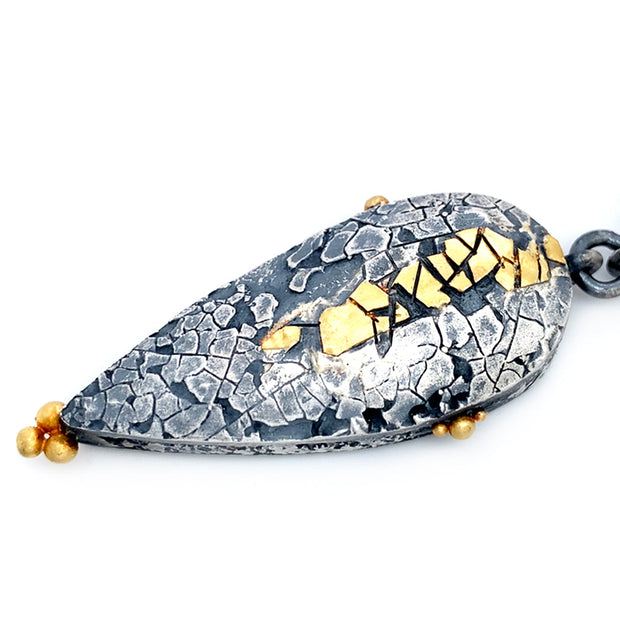 Sterling Silver, Yellow Gold & Opal Necklace - "Dragons Egg"