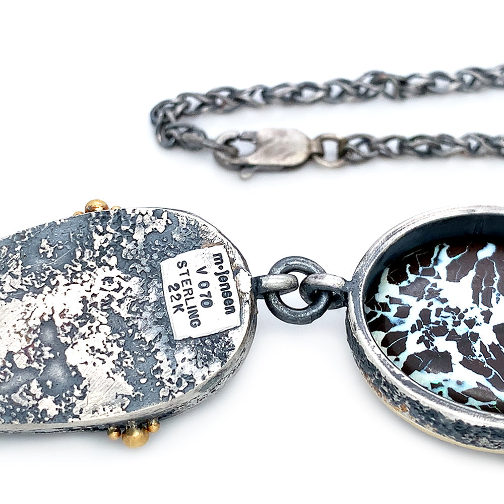 Sterling Silver, Yellow Gold & Opal Necklace - "Dragons Egg"