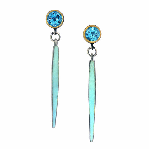 Blue Topaz Color Drop Earrings