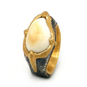 Sterling Silver & Yellow Gold Elk Ivory Ring - "Forrest King"