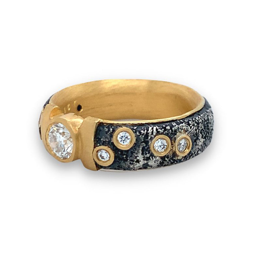 Silver & Gold Diamond Ring - "Constellation"