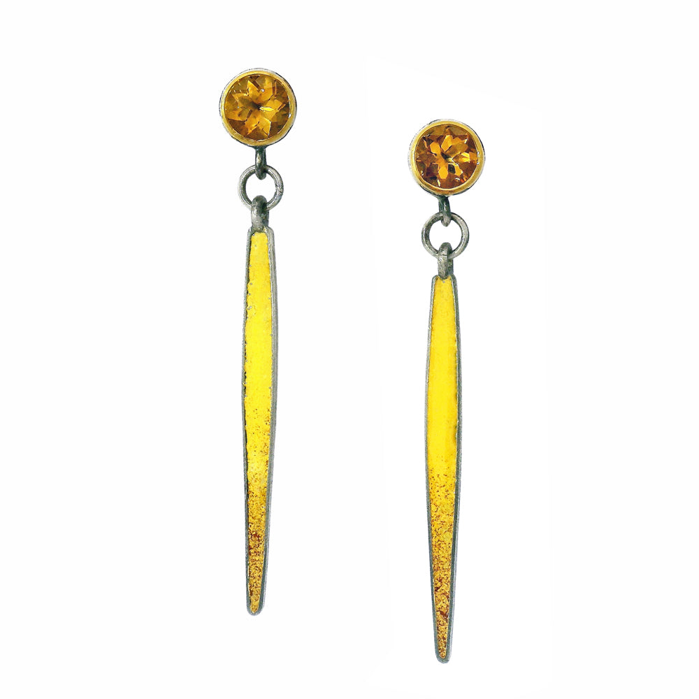 Gold Citrine Color Drop Earrings