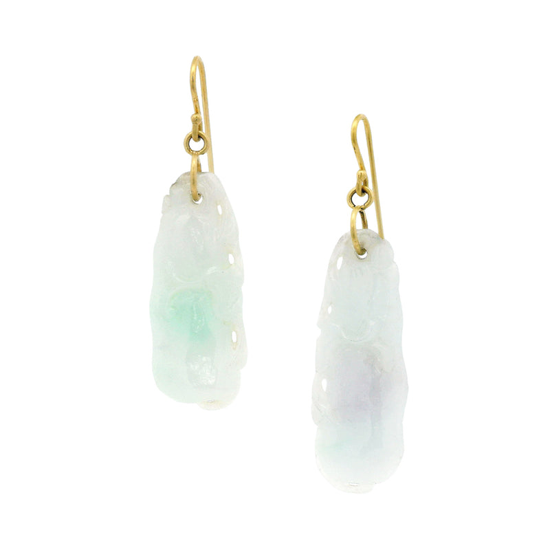 Vintage Jadeite Drop Earrings in 18K Gold - "Celadon"