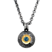 Montana Sapphire Silver & Gold Necklace - "Miniature Maru"