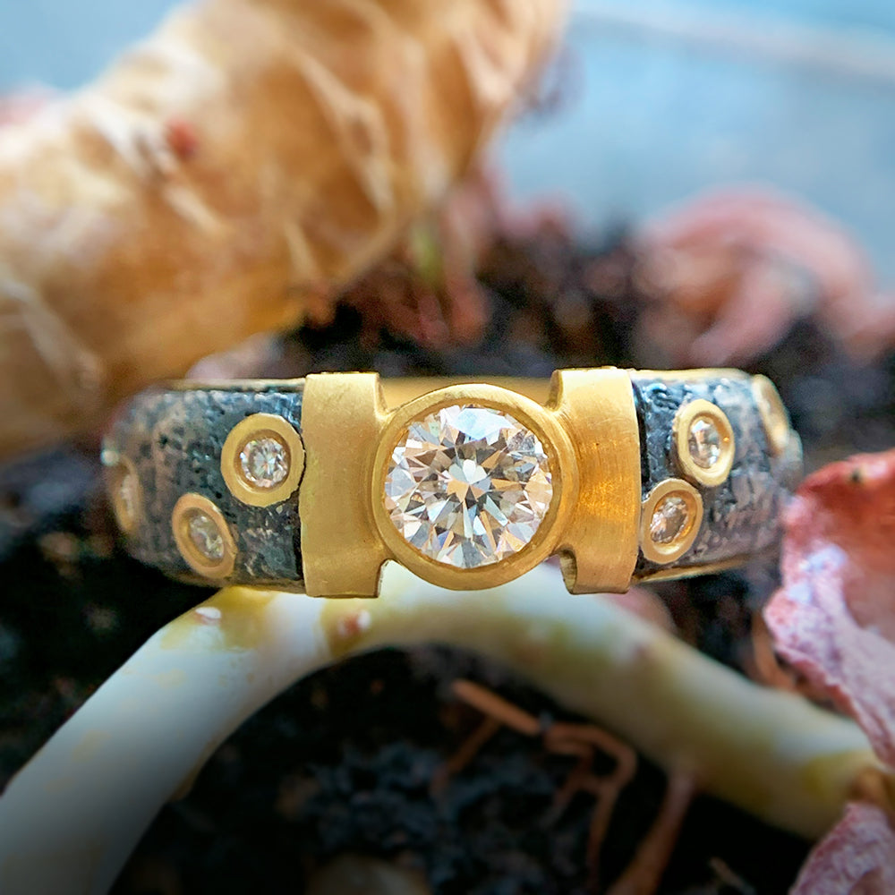 Silver & Gold Diamond Ring - "Constellation"