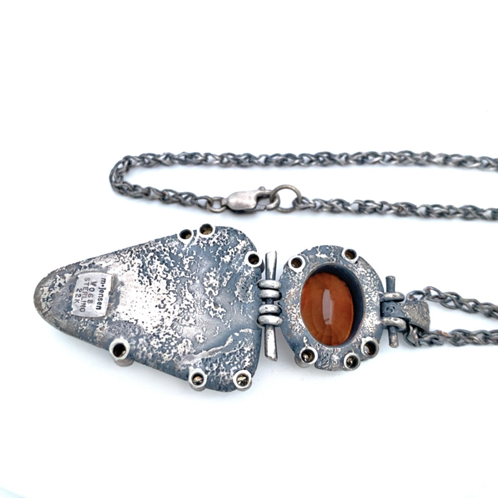 Turquoise, Cassiterite, & Diamond Necklace - "Western Sky"