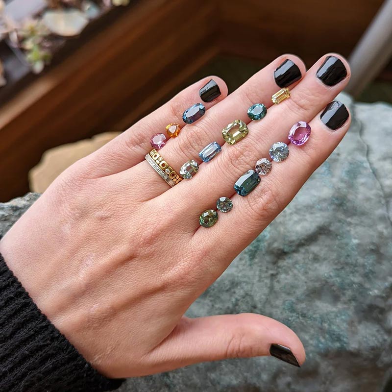 Ethically sourced Montana sapphires in many varied colors